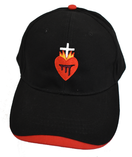 Kippys Couture SACRED HEART BASEBALL CAP Red Sacred Heart Leather Patch Ball Cap | The Catholic Company® main image 3